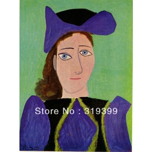 Oil Painting Reproduction on Linen canvas,portrait-of-d-m-1943 by pable picasso, Museam Quality,Free fast shipping,HANDMADE