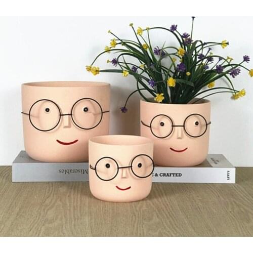 Nordic Creative Human Face Ceramic Sculpture Flower Pot Plant Flower Plant Round Plant Pots Crafts Home Decoration Accessories