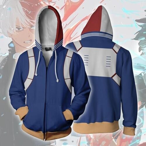 New My Hero AcademiaTodoroki Shoto Hoodies Jackets Cosplay 3D printed My Hero Academia Hoodies Sweatshirts