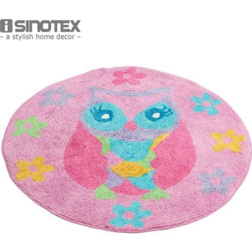 Owl Song Handmade Floor Rug 100% Cotton Cartoon Child Kids Anti-slip Mat For Living Room tapete 80cm Diameter Round 1pcs/lot
