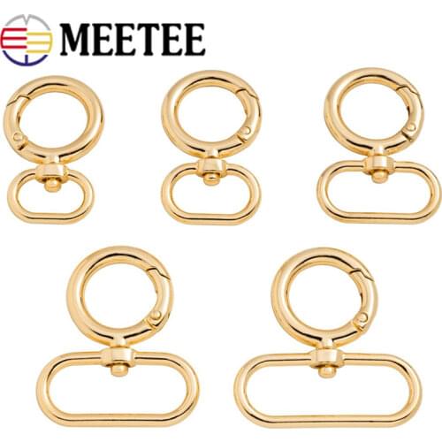 Meetee 5/10Pcs 15-38mm Metal Ring Buckle Bag Strap Snap Clip Hook Webbing Connection Spring O Rings Buckles DIY Keychain Clasp