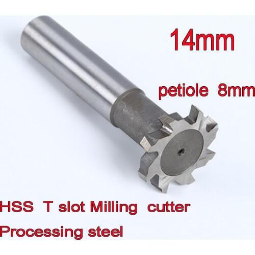 14mm*2-3-4-5-6mm thickness 8mm petiole 2pcs HSS-LA T slot Milling cutter Processing steel Free shipping