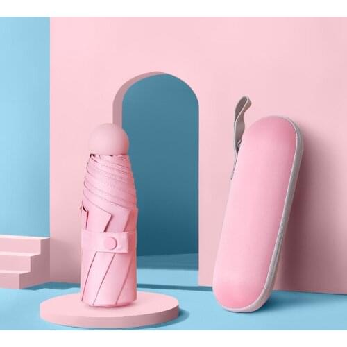 Mini Foldable Rain Umbrella Anti-UV Sun Protection Small Capsule Umbrella Portable Windproof Colorful Parasol Waterproof Travel