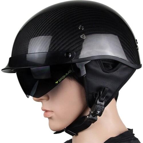 The Carbon Fiber Motorcycle Goggles Vintage Garman Style Half Helmets Motorcycle Biker Cruiser Scooter Touring Helmet M L Xl Xxl