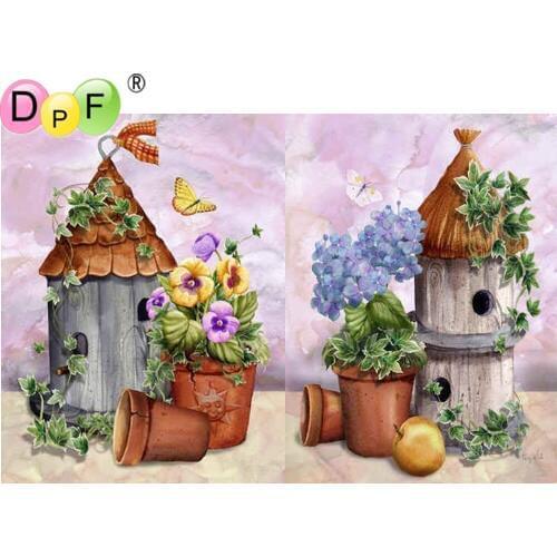 DPF 5D DIY Diamond Painting Full Square/Round Drill "flower pot" Embroidery Cross Stitch crafts gift Home Gift Mosaic Art Decor