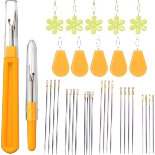 MIUSIE 36PCS Sewing Kit Hand Sewing Needle Seam Ripper Needle Threader Embroidery Needle Stitch Ripper for Sewing Stitching