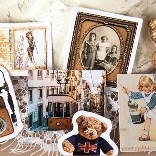 46pcs European Retro Style Boxed Sticker Book Album Sticker Multifunctional Scrapbook Stationery Office Supplies Students