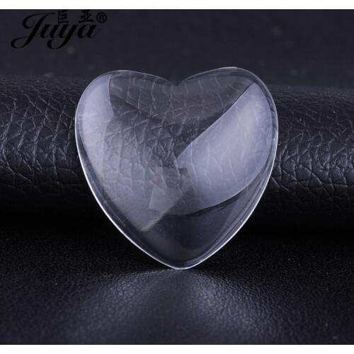 JUYA Cheap 25/16x15/9x10mm Heart Shape Flat Back Free Columned Loupe Cabochons Glass China Jewelry Finding Components Suppliers