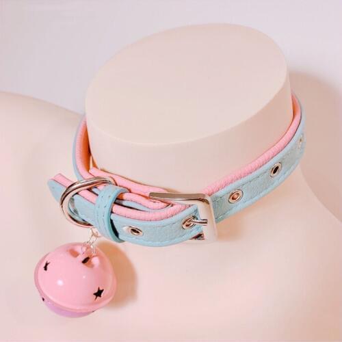 New SM Metal PU Leather Collar Lead Chain Bell Choker Costume ,BDSM Bondage Necklace Neckband Sex Toys-30