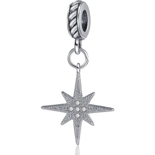 New Original Alloy Bead Ethnic Style Six-pointed Star Fit Pandora Bracelet Bangle Necklace DIY Women Jewelry