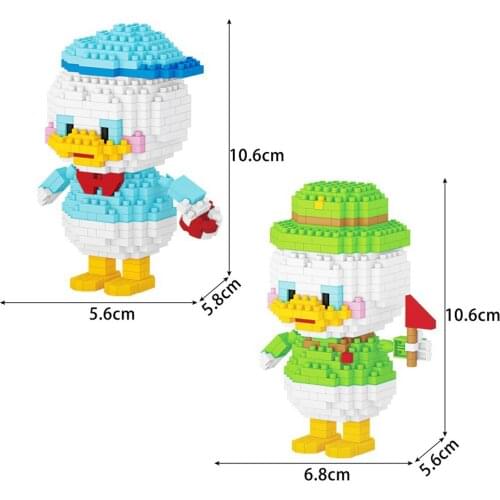 Hot classic Donald Duck nephew cartoon creators Dewey Louie figure model bricks mini micro diamond blocks toys for children gift