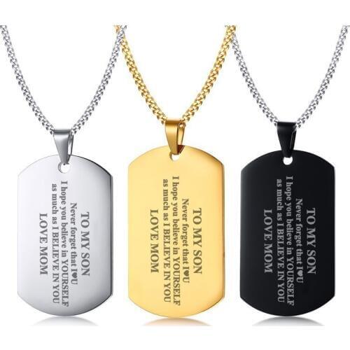 Drop Shipping To My Son Never Forget That Mom Dad Always Love You Necklace Courage Christmas New Year Gifts for Boy Men