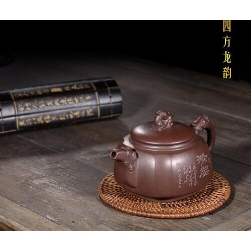 Factory direct wholesale sale yixing products by manual sifang dragon rhyme household recommended teapot tea set