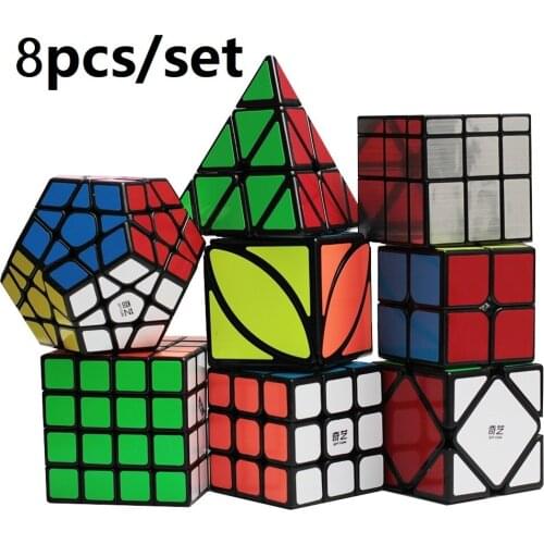 Qiyi Magic Cube Packing Set Bundle 3x3 2x2 4x4 5x5 Magic Cube Twist Carbon Fiber Stickerless Mini Neo Cube Gifts For Kids