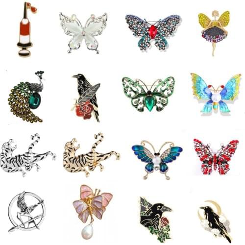 Luxury Wedding Animal Rhinestone Brooch Drop Oil Butterfly Insect Clothing Accessories Brooches Woman