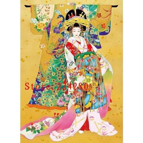 Needlework,Japanese kimono Ladies 14CT Handwork Counted For Embroidery,DIY Cross stitch kits,Art Cross-Stitching Home Decor