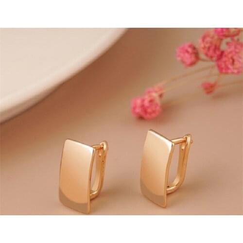 Hot Fashion Glossy Dangle Earrings Rose Gold Simple Square Earrings For Women High Quality Daily Fine Jewelry