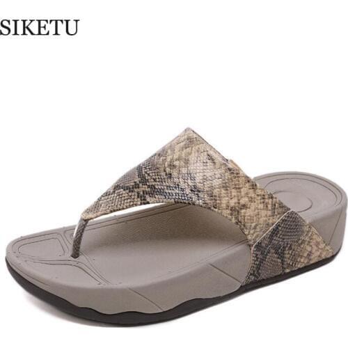 Bohemia Serpentine leopard Beach Sandals Wedge Platform Thongs Slippers Flip Flops suummer shose for women girls sandalias c788