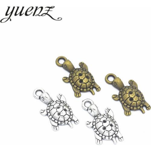 YuenZ 20 pcs 2 color Antique Silver color tortoise Charms Zinc Alloy necklace,earring bracelet jewelry DIY handmade 22*11mm D754