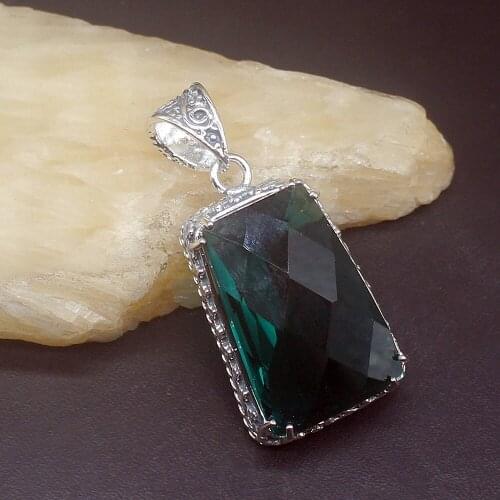 Gemstonefactory Jewelry Big Promotion 925 Silver Vintage Fashion Green Topaz Women Ladies Mom Gifts Necklace Pendant 20213862