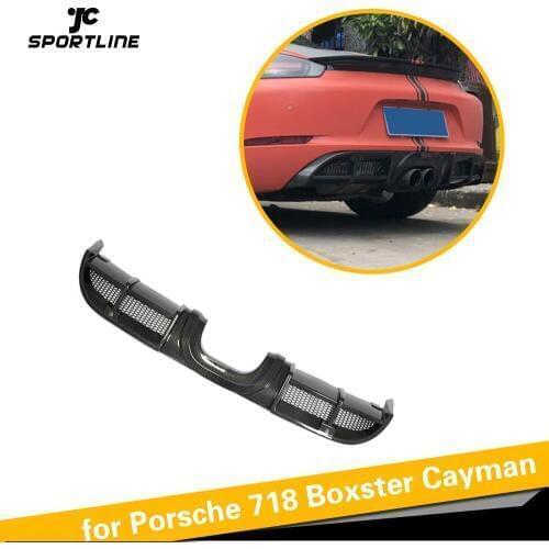 For Porsche 718 Cayman Boxster 2016 - 2018 Rear Bumper Lip Diffuser Spoiler Apron Splitters Carbon Fiber Protector