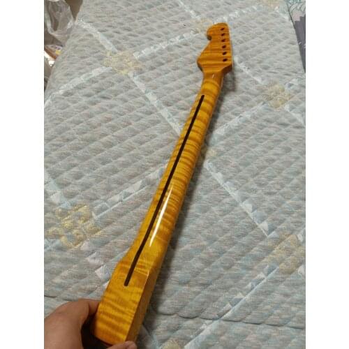 1pc Flame Maple Electric Guitar Neck 22 Fret maple Fretboard Abalone Dots Inlay