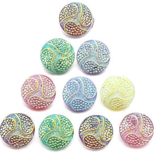 10pcs/lot mixing 18mm snap button jewelry colorful Resin snap button pression bijoux watches women charm bracelet