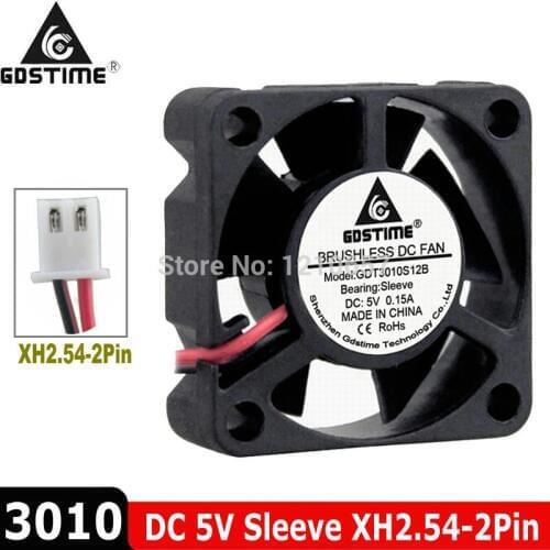 10Piece LOT Gdstime 2Pin 30MM 5V 30 x 30 x 10MM Brushless ventilation DC Cooling Fan