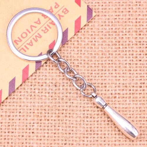20pcs New Fashion Keychain 32*7 mm bowling pins Pendants DIY Men Jewelry Car Key Chain Ring Holder Souvenir For Gift