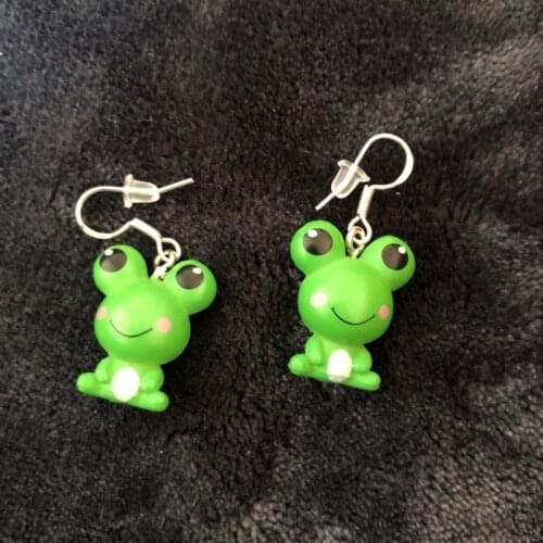2021 Creative Cute Green Frog Animal Dangle Earrings for Women Girls Children Charm Cartoon Lovely Drop Earrings Trendy Jewelry