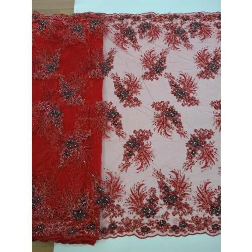 2021 African French Heavy Beadwork Embroidery Corded lace fabric for bridal dress HY1650-3