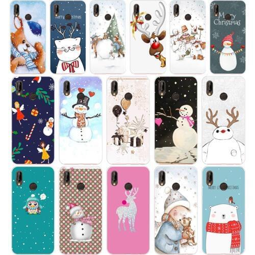 38AA happy New Year merry Christmas Silicone TPU Protective Cover Phone Case On For Huawei P20 30 Pro Lite Case Soft