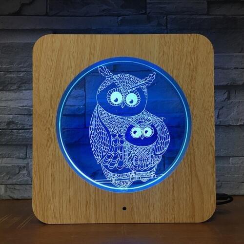 Owl Cute Animal 3D LED Plastic Night Light DIY Customized Lamp Table Lamp Kids Colors Gift Home Decor DropShipping 2410
