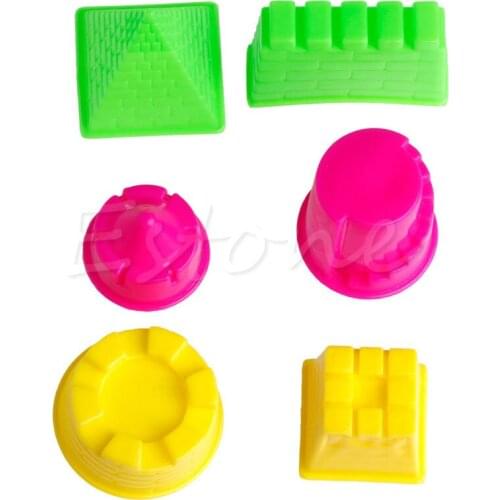 6Pcs Pyramid Sand Castle Clay Mold Building Model Beach Toys for Kids Child Baby B36E