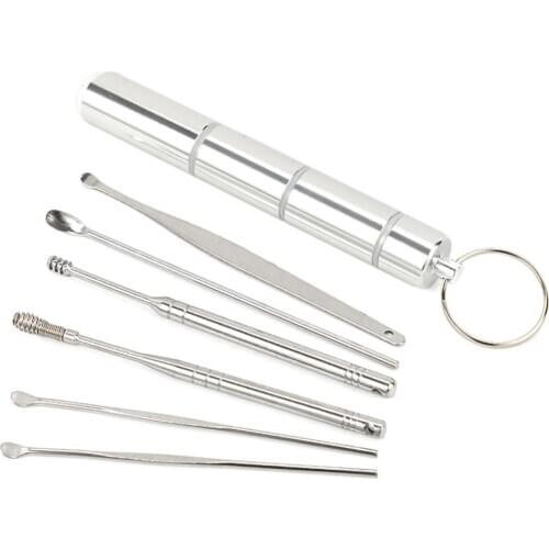 6pcs/set Earwax Picker Kit Stainless Steel Cleaner Ear Tool