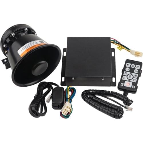 YHAAVALE 100W Car Horn Loudspeaker Police Siren Kit 18 Sounds 12V 122dB Super Loud PA Warning Alarm Speaker MIC System 9200EB