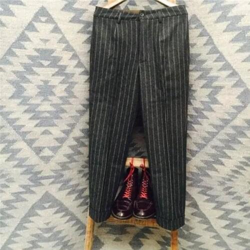 Men Trousers Dark Gray Plaid Herringbone Tweed Pants Boyfriend Wear Pants Cotton Male Gentleman Solid Clolors Business Pants