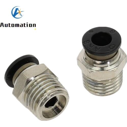 Black Pneumatic Fittings 6-16mm OD Hose Tube M5 1/4" 1/8" 3/8" 1/2" Male Thread Push In Joint Air Gas Connector Quick Fittings