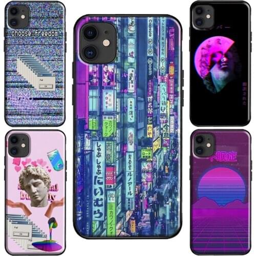 Vaporwave Glitch Aesthetics Anime Case For iPhone XR X XS Max SE 2020 6S 8 7 Plus Coque For iPhone 11 12 Pro Max mini Cover