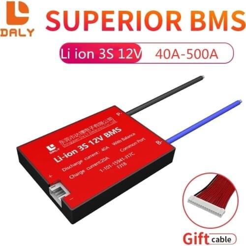 DALY Li Ion Smart BMS 3S 12V 30A 40A 50A 60A 80A 100A PCB 11.1V 12.6V 18650 NCM Battery PCM with Balancer Bluetooth for Ebikes
