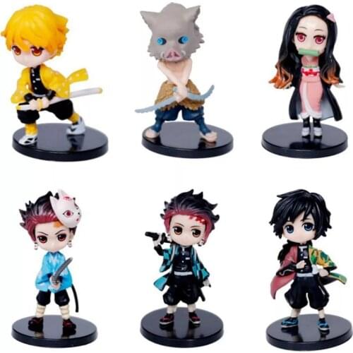 1 pcs Kimetsu no Yaiba Action FIgures Anime Statue Demon Slayer Model Kamado Tanjirou Hashibira Inosuke Agatsuma Zenitsu Kid Toy