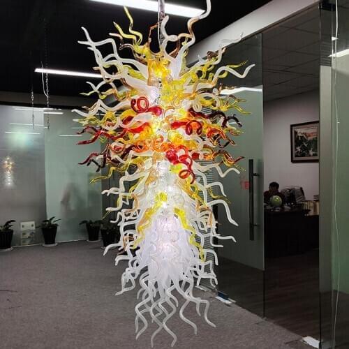 GIRBAN Hand Blown Glass Indoor Lighting Home Decor Chandelier Modern Staircase Lustre Multicolor LED Chandeliers for Living Room