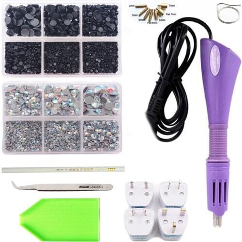 Hot Fix Rhinestones Tool Crystals Heater Purple 110v-120v 7 Adapters Fabric Crystals Beads Dedicated Machine Glue On Rhinestones