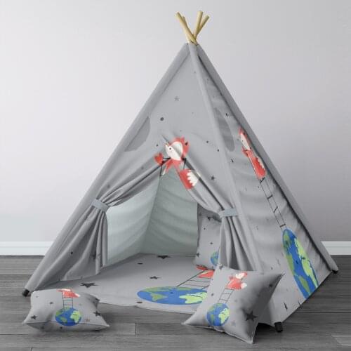 Play Tent for Kids Wigwam Portable Indoor Playground Tents Children Bedrooms Planet Stars Moon Dark Sky Model 135