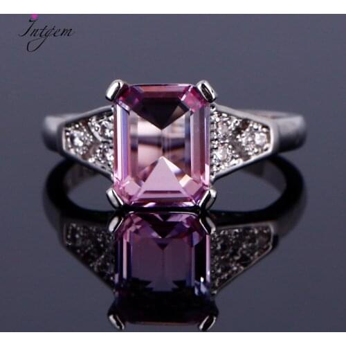 925 Silver Coated Ring Fashion Rainbow Multicolor AAAAA Zircon 7 * 9MM Jewelry Wedding Ring Bridal Lady Party Anniversary Gift