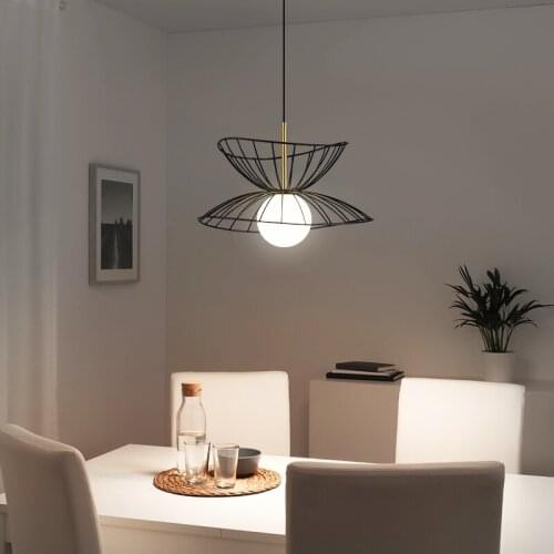 Nordic Ins Lighting Dining Room Lamp Living Room Chandelier Bedroom Table Lamp Modern Creative Straw Hat Chandelier LED Lamp