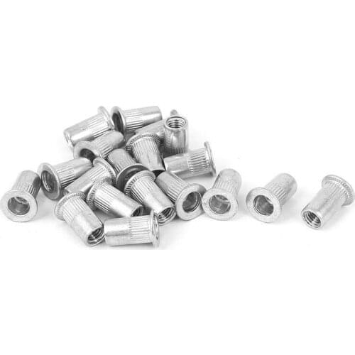 M5 Aluminum Flat Head Rivet Nut Insert Nuts Silver Tone 20Pcs
