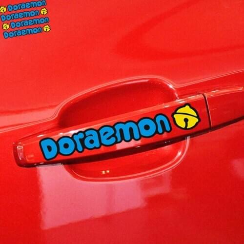 13CM*2CM 4 PCS/SET Doraemon Cartoon Cute Lovely Car Stickers Creative Decals For Doors Handle Auto Tuning Styling D14