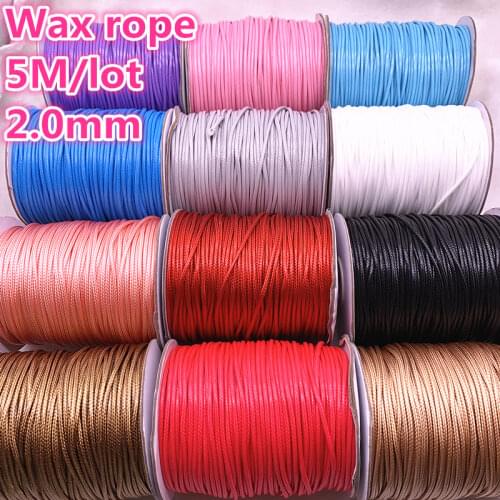 NEW 5Meters 2.0mm Waxed Cotton Cord Waxed Thread Cord String Strap Necklace Rope Bead DIY Jewelry Making for Bracelet