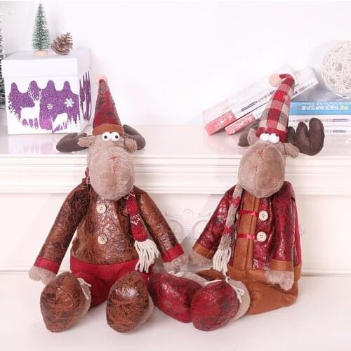 Navidad New Christmas Decorations Creative Navidad Elk Three-dimensional Linen Doll Decor Chrismas Tree Window Decoration